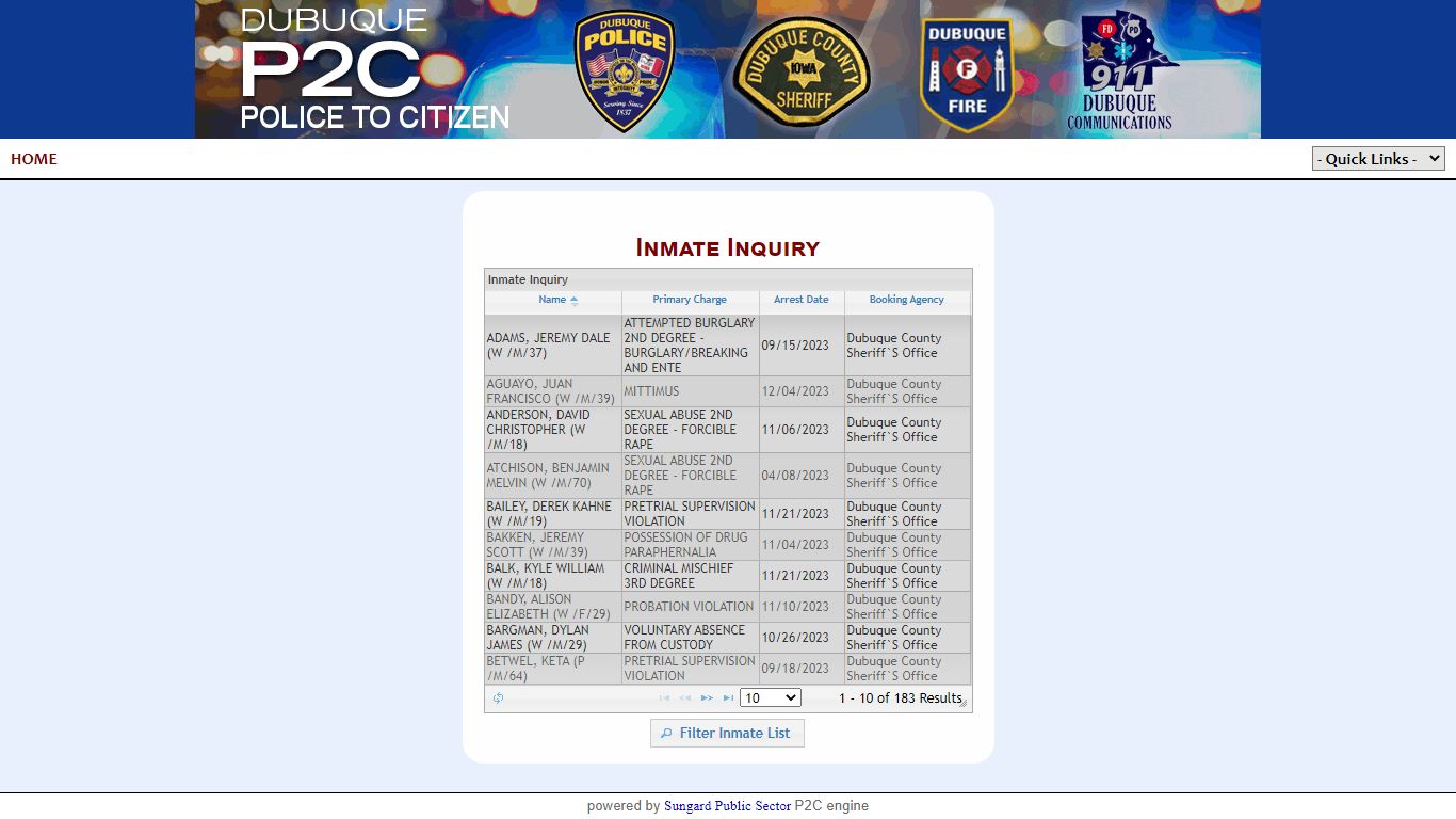Dubuque Law Enforcement Center P2C - provided by OSSI